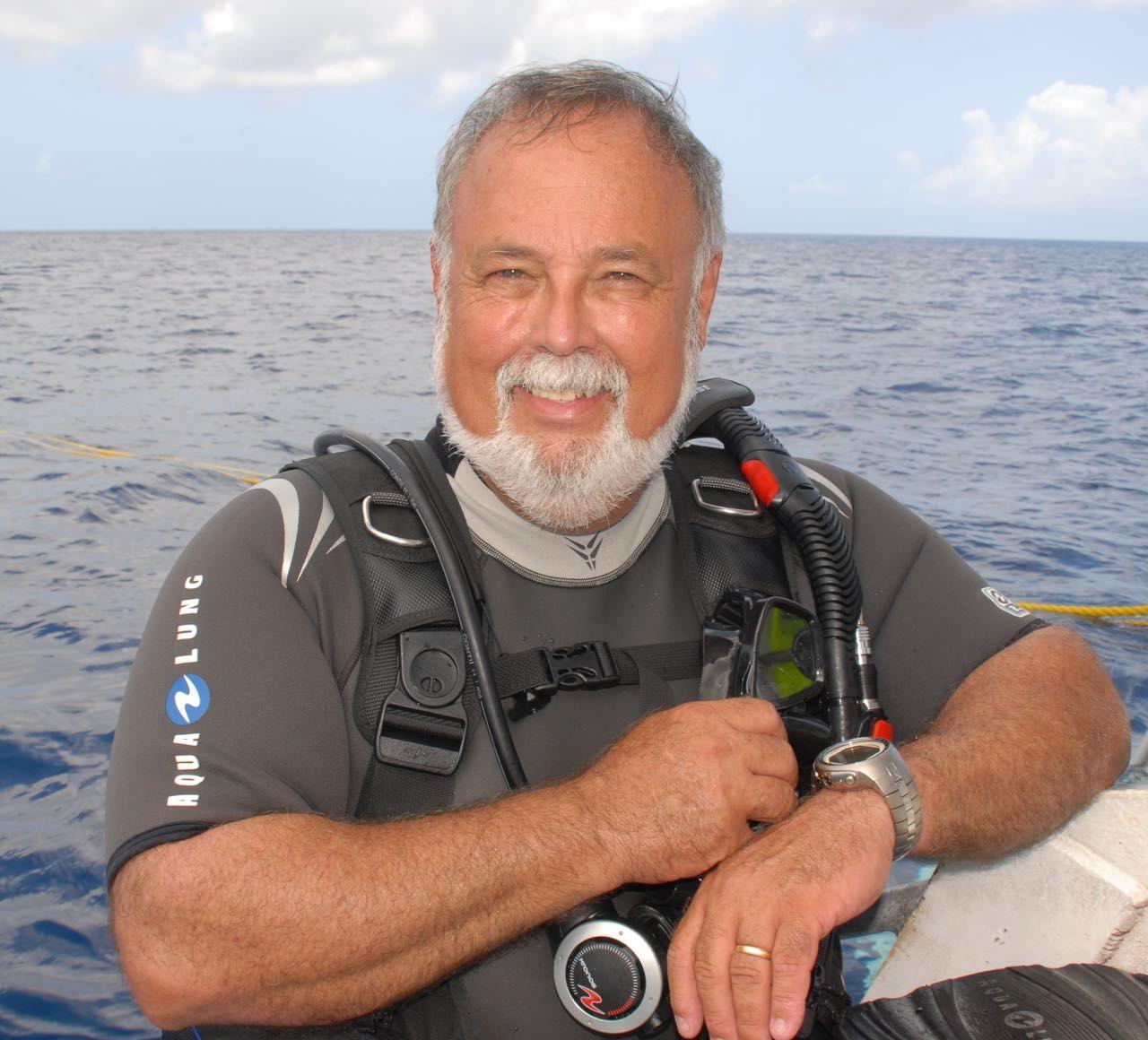 Captain Wayne Hasson aboard a dive boat
