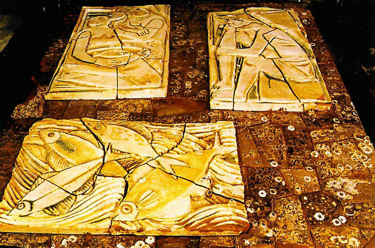 Ceramic Gambone panels recovered from the Andrea Doria